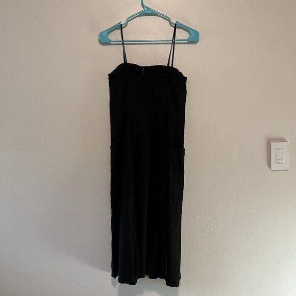 Theory‎ Black Kayleigh Eco Crunch Waist Convertible Button Front Linen Dress - Picture 11 of 13